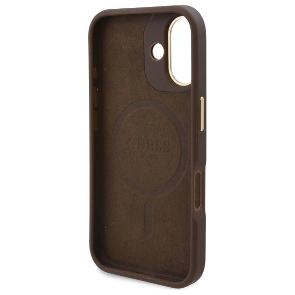 Guess 4G Logo Plate MagSafe iPhone 16 Plus Case - Brown_6