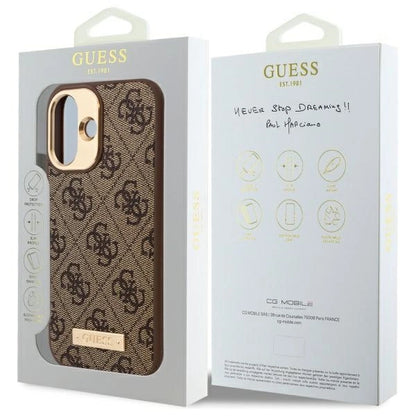 Guess 4G Logo Plate MagSafe iPhone 16 Plus Case - Brown_7