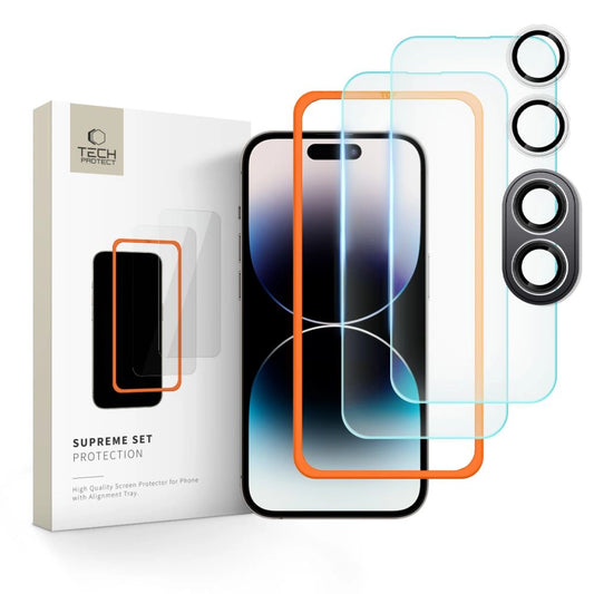 Tech-Protect Supreme Set tempered glass for iPhone 16 - transparent (3 pcs.)_0