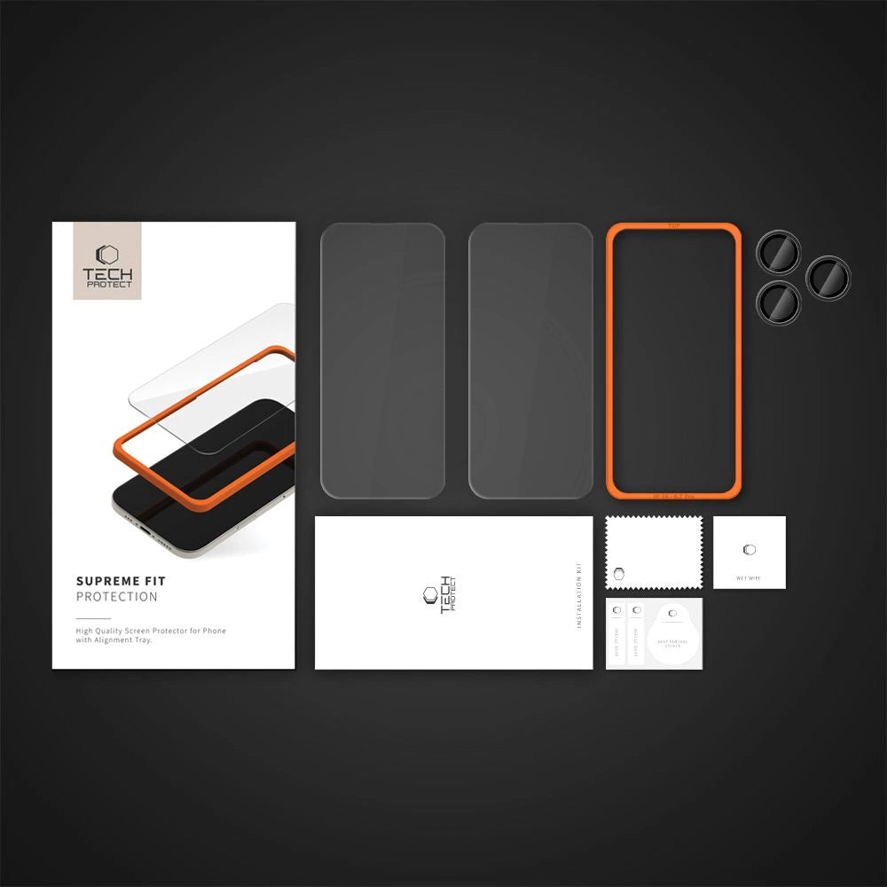 Tech-Protect Supreme Set Tempered Glass for iPhone 16 Pro Max - Transparent (3 pcs.)_1