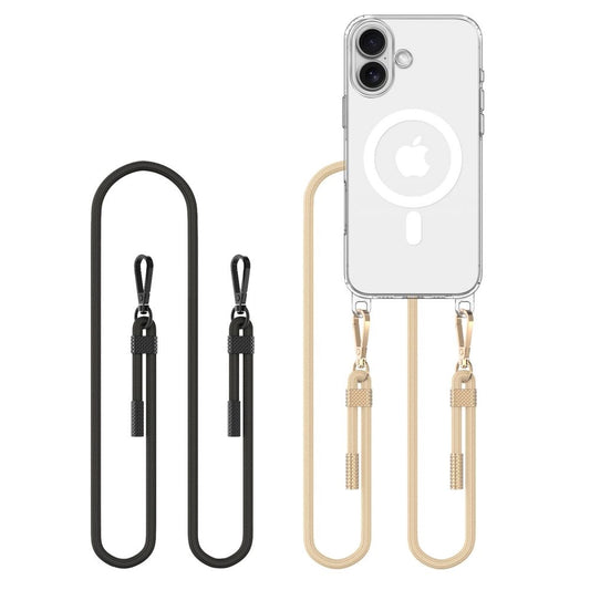 Tech-Protect FlexAir Chain MagSafe iPhone 16 Case - Clear + 2 Lanyards (Black &amp; Taupe)_0
