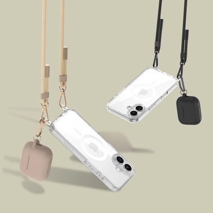 Tech-Protect FlexAir Chain MagSafe iPhone 16 Case - Clear + 2 Lanyards (Black &amp; Taupe)_3