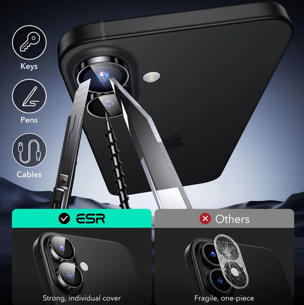 ESR Armorite Tempered Glass for iPhone 16 / 16 Plus Camera - Black_9