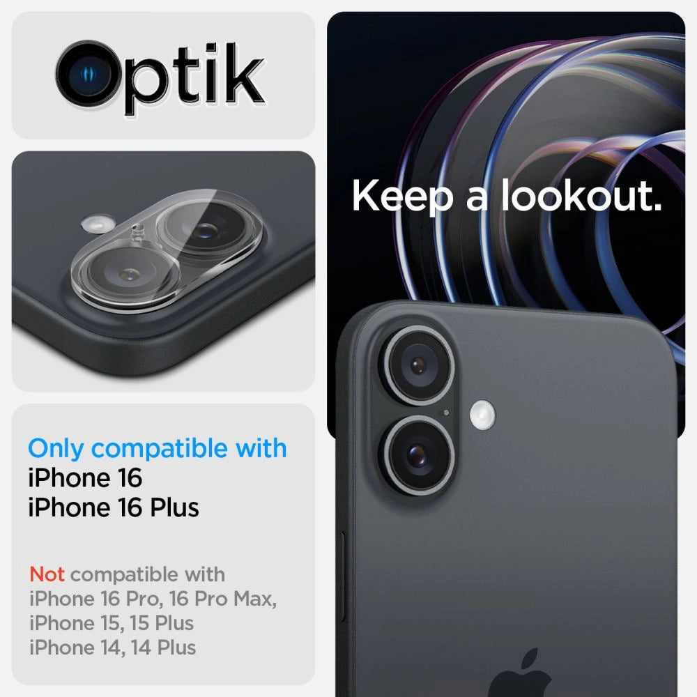 Spigen Optik Glas.tR tempered glass for iPhone 16 / 16 Plus camera - transparent (2 pcs.)_8