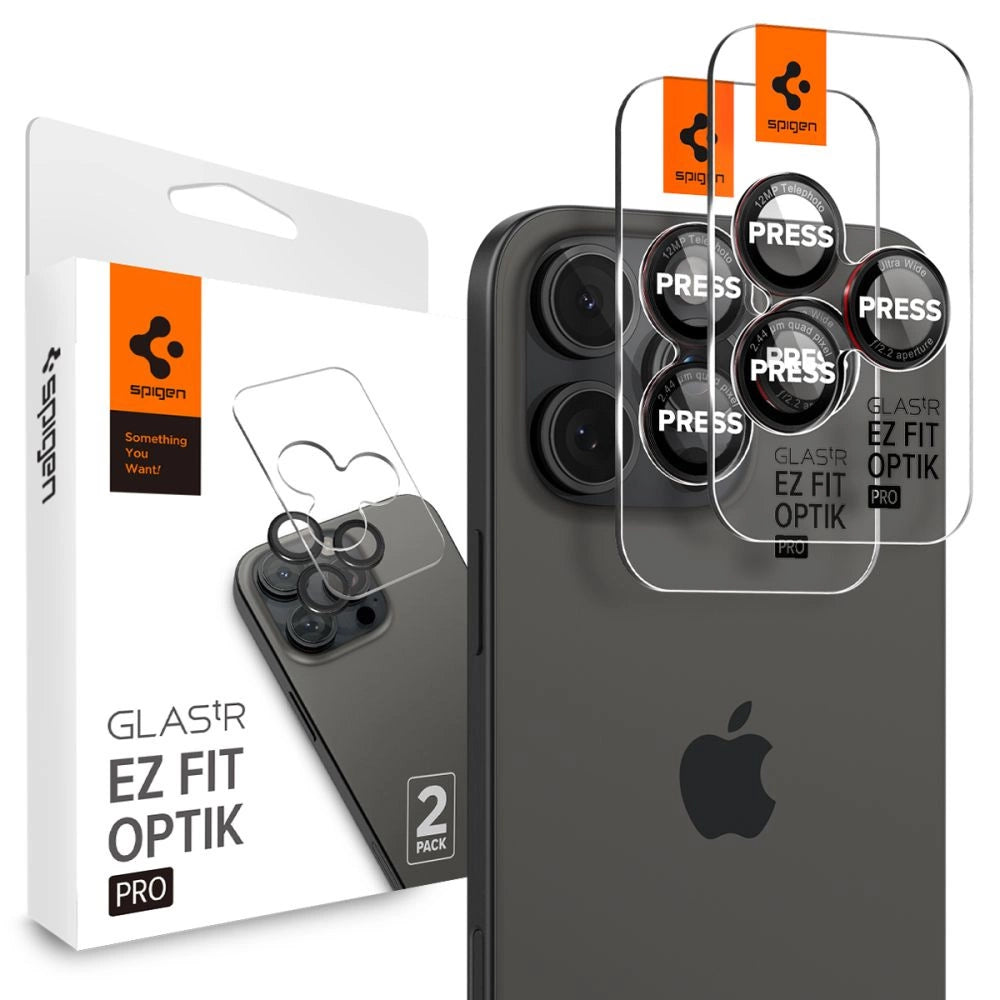 Spigen Optik Pro L-Series Glas.tR EZ Fit Tempered Glass for iPhone 14 Pro / Pro Max / 15 Pro / Pro Max / 16 Pro / 16 Pro Max Camera - Black_0
