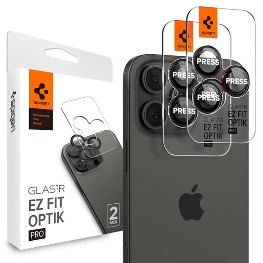 Spigen Optik Pro L-Series Glas.tR EZ Fit Tempered Glass for iPhone 14 Pro / Pro Max / 15 Pro / Pro Max / 16 Pro / 16 Pro Max Camera - Black_0