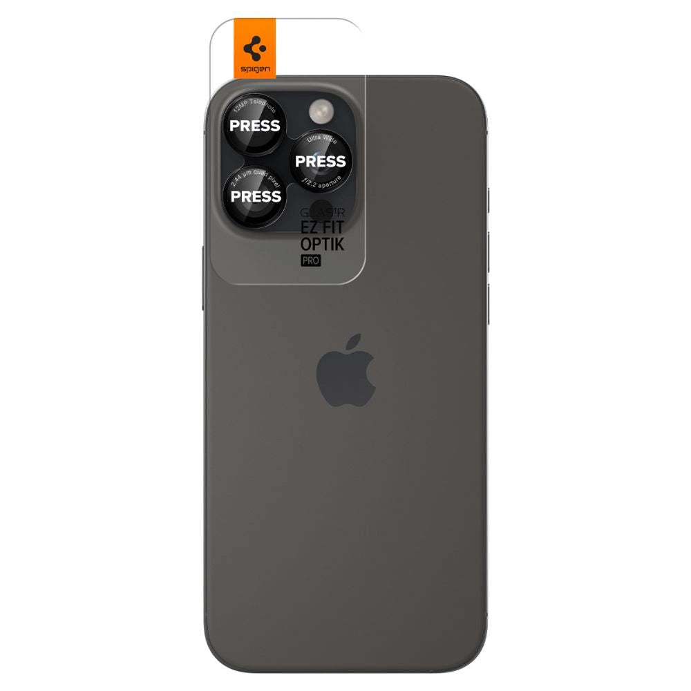 Spigen Optik Pro L-Series Glas.tR EZ Fit Tempered Glass for iPhone 14 Pro / Pro Max / 15 Pro / Pro Max / 16 Pro / 16 Pro Max Camera - Black_1