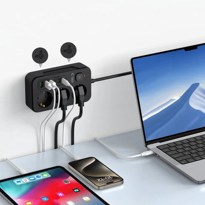 Tech-Protect PC3X6 Power Strip 3 Sockets 240V + 3xUSB-A + 3xUSB-C 200cm - Black_4
