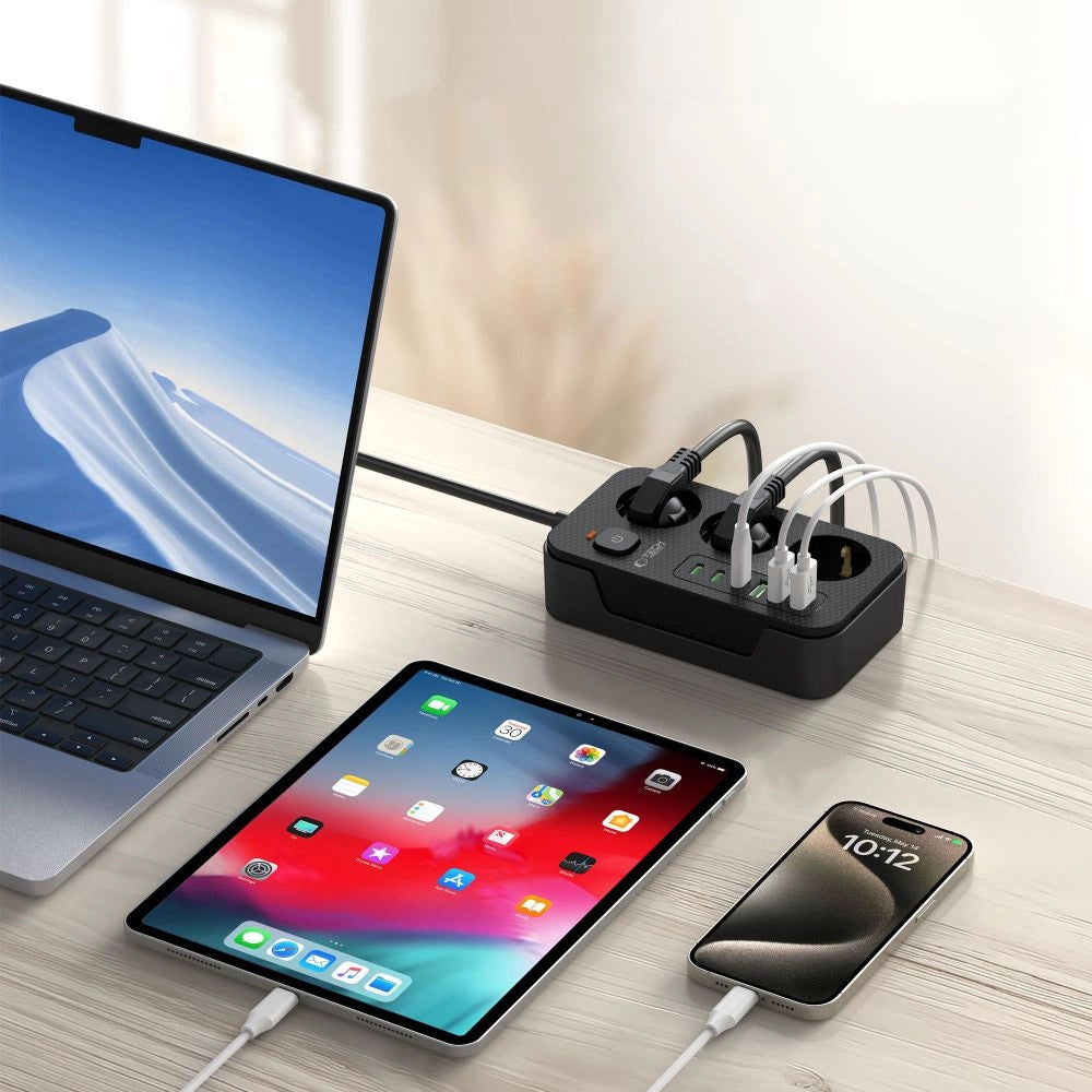 Tech-Protect PC3X6 Power Strip 3 Sockets 240V + 3xUSB-A + 3xUSB-C 200cm - Black_5