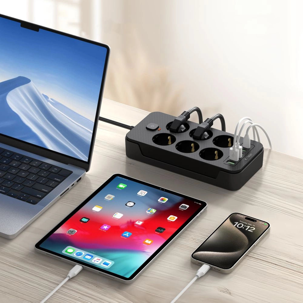 Tech-Protect PC6X6 Power Strip 6 Sockets 240V + 3xUSB-A + 3xUSB-C 200cm - Black_5