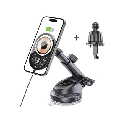 Tech-Protect MM15W-V6 15W Car Charger Holder with MagSafe for Dashboard and Air Vent - Black_1