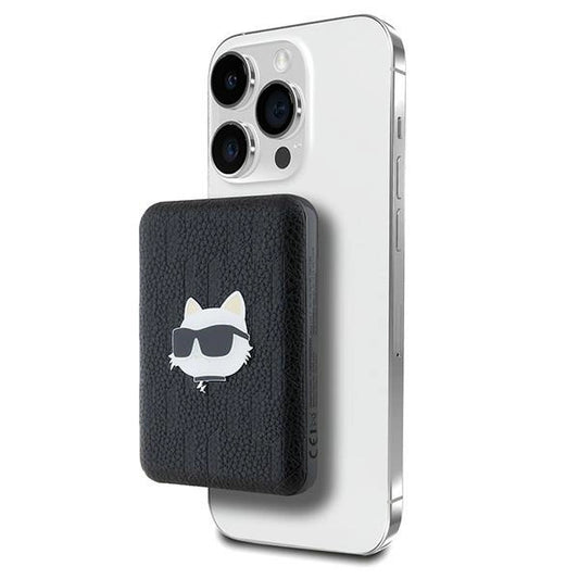 Karl Lagerfeld Powerbank inductive KLPB5FPGKSCHHK 16W 5000mAh black/black Choupette Head Pin MagSafe_0