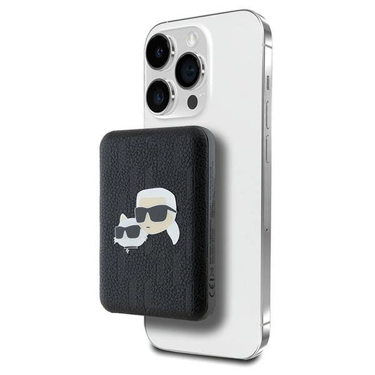 Karl Lagerfeld Powerbank inductive KLPB5FPGKSKCHK 16W 5000mAh black/black Karl&amp;Choupette Head Pin MagSafe_0