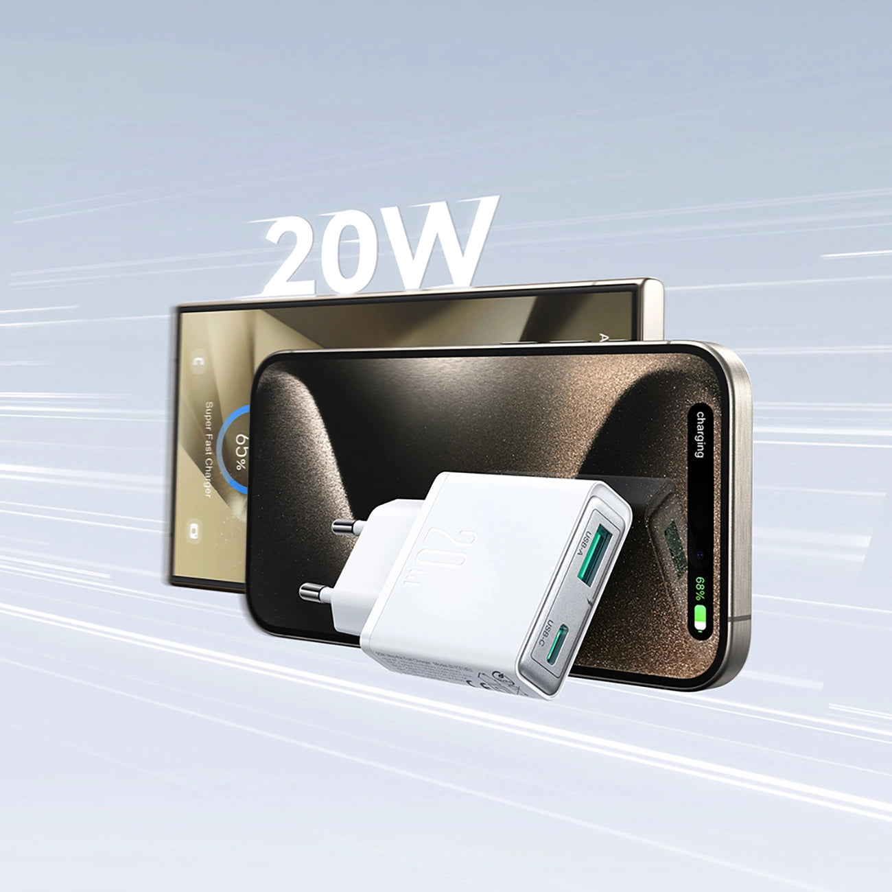 Joyroom JR-TCF14 20W USB-A USB-C Super Slim Wall Charger - White_12