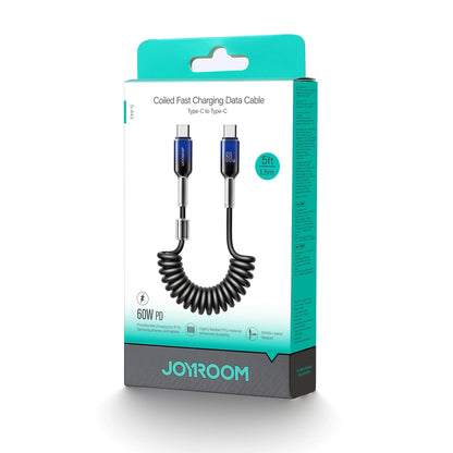 Joyroom S-A43 Crystal-Clear Series 60W USB-C - USB-C spiral cable 1.5m - black_2