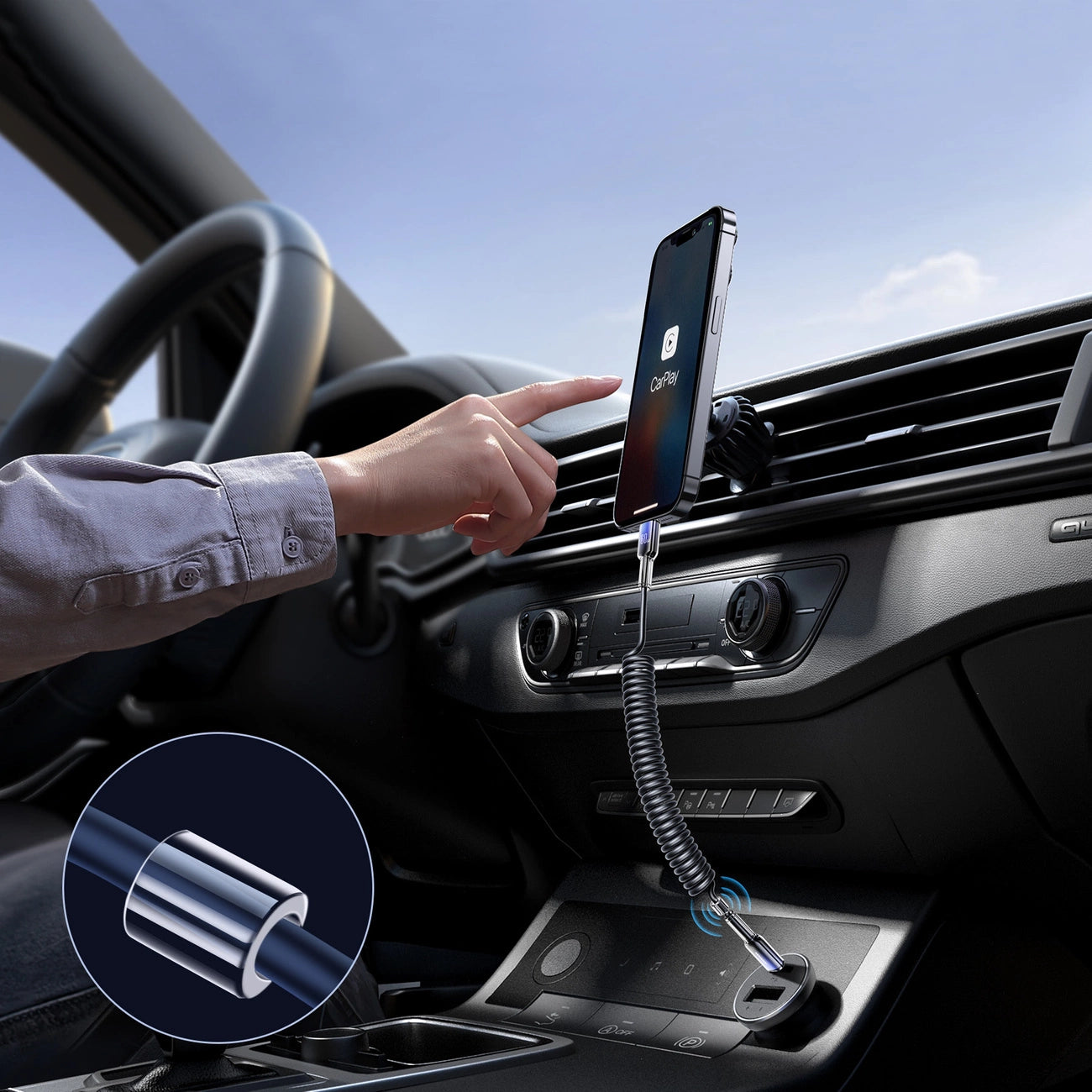 Joyroom S-A43 Crystal-Clear Series 60W USB-C - USB-C spiral cable 1.5m - black_7