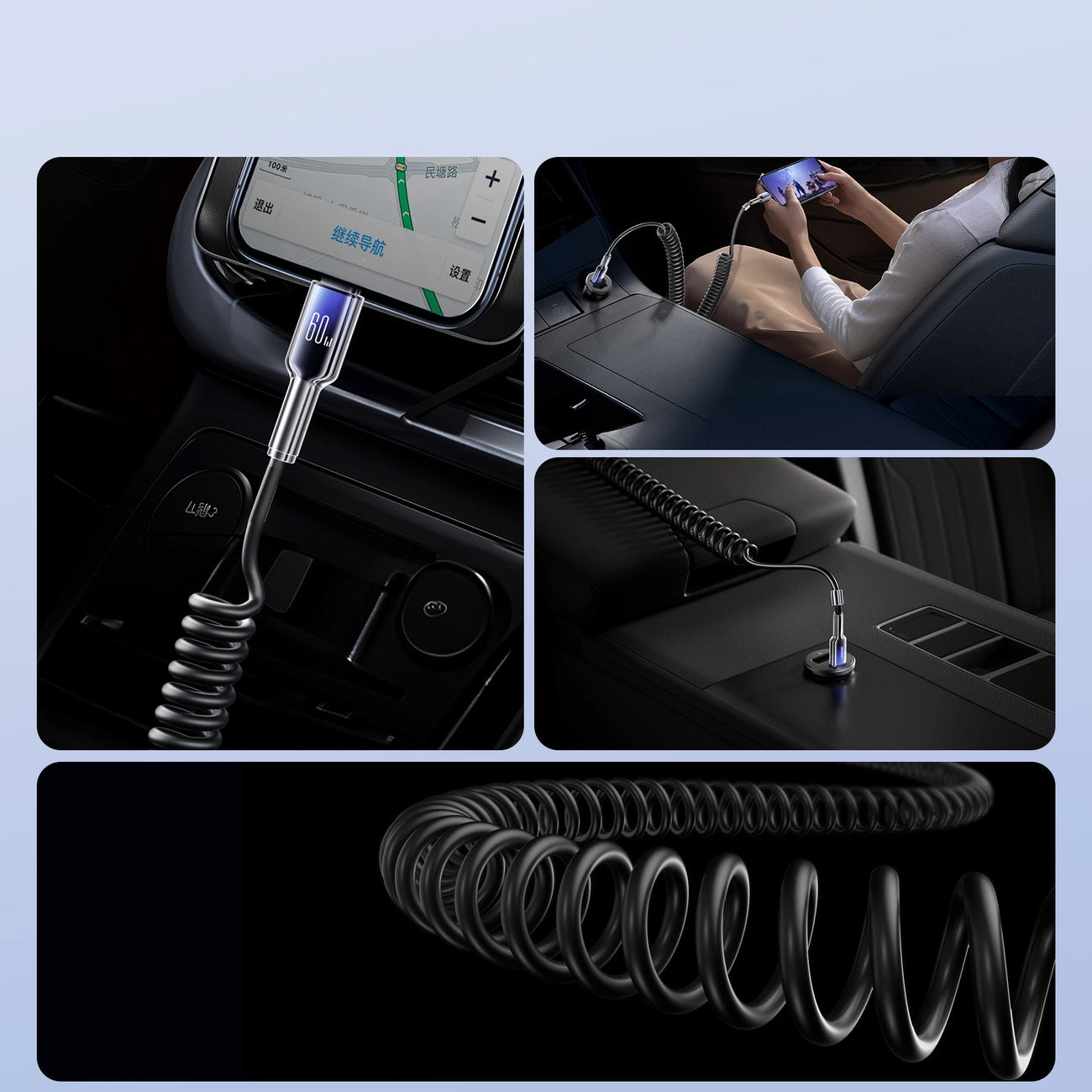 Joyroom S-A43 Crystal-Clear Series 60W USB-C - USB-C spiral cable 1.5m - black_8