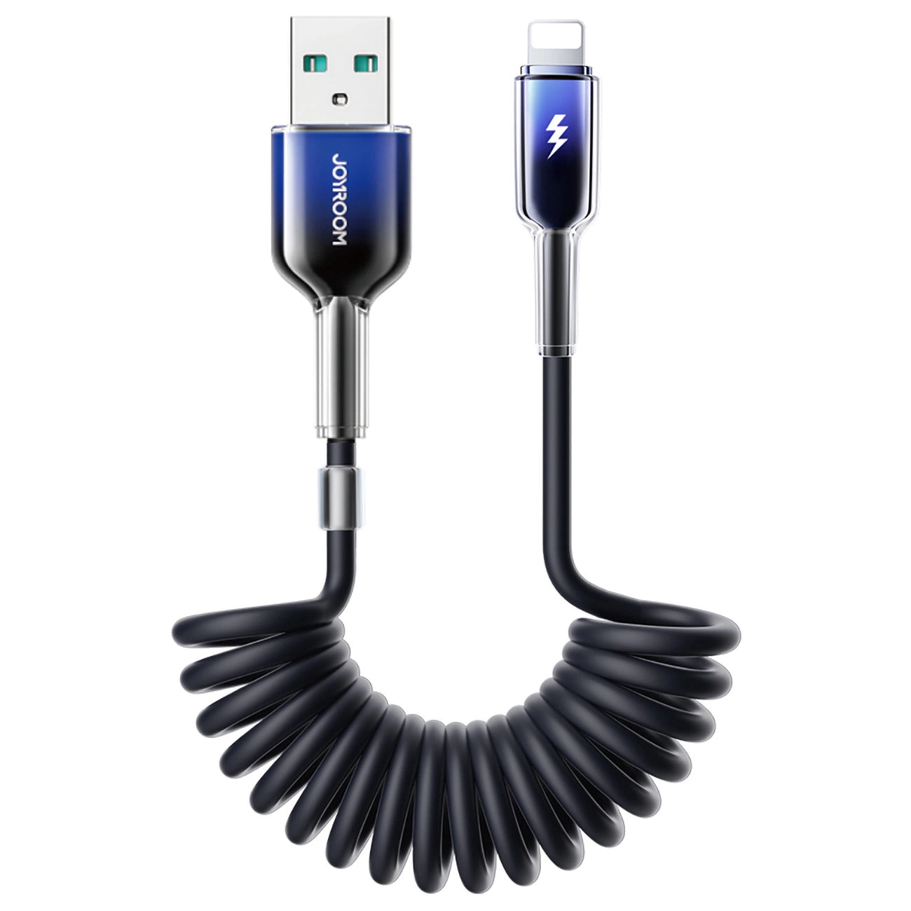 Joyroom S-A43 Crystal-Clear Series 3A USB-A - Lightning spiral cable 1.5m - black_1