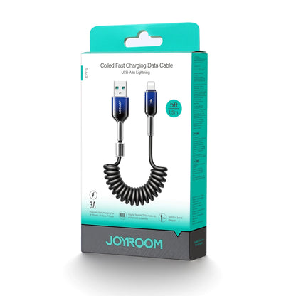 Joyroom S-A43 Crystal-Clear Series 3A USB-A - Lightning spiral cable 1.5m - black_3