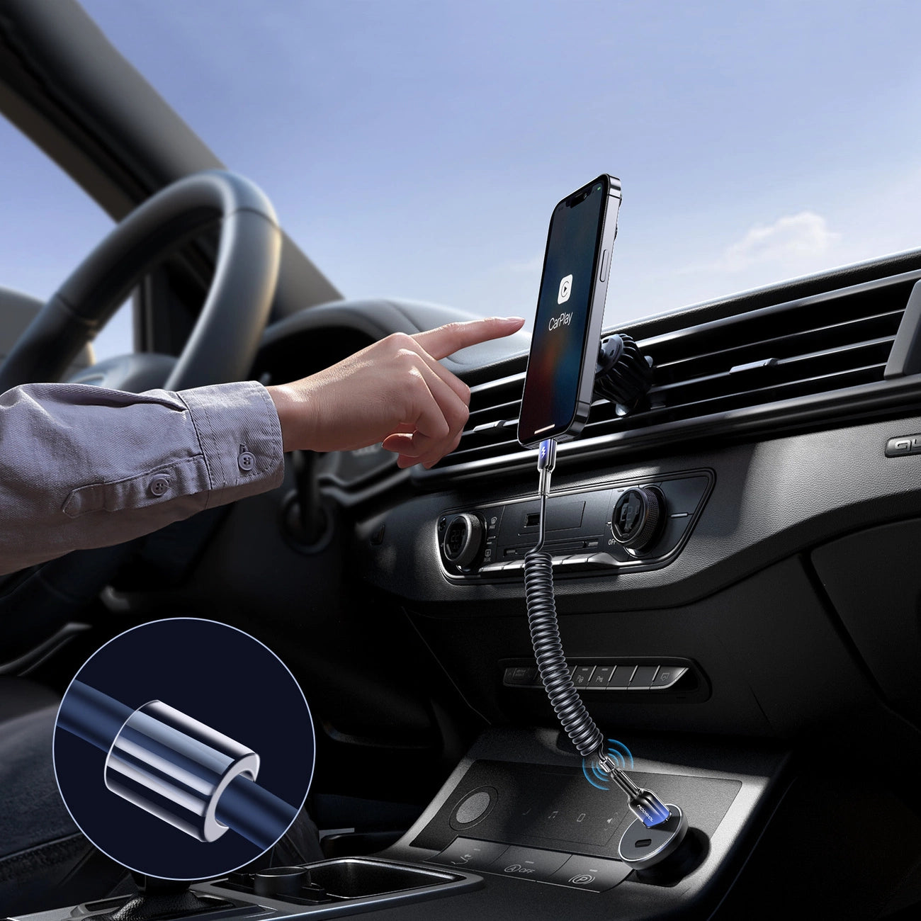 Joyroom S-A43 Crystal-Clear Series 3A USB-A - Lightning spiral cable 1.5m - black_5