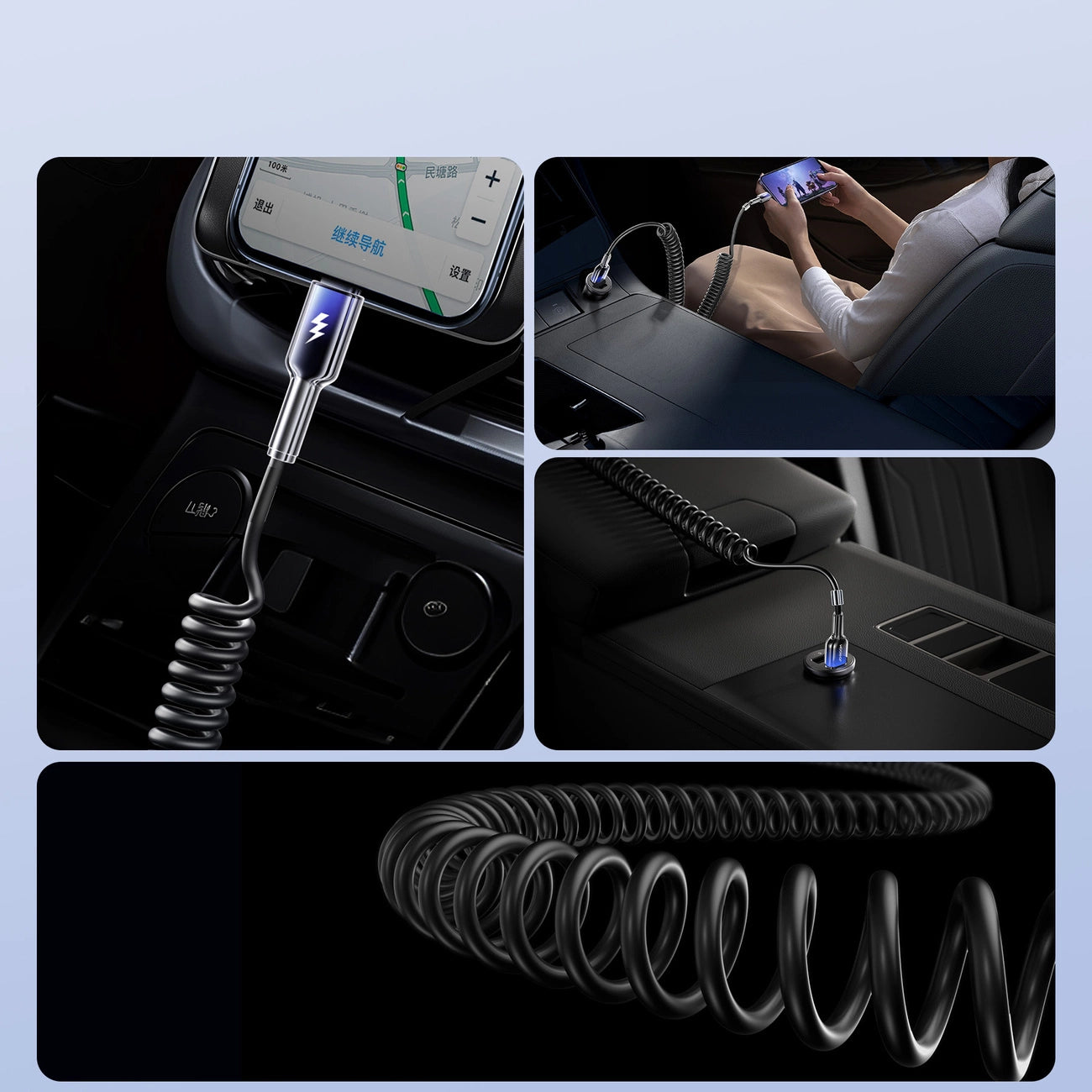 Joyroom S-A43 Crystal-Clear Series 3A USB-A - Lightning spiral cable 1.5m - black_7