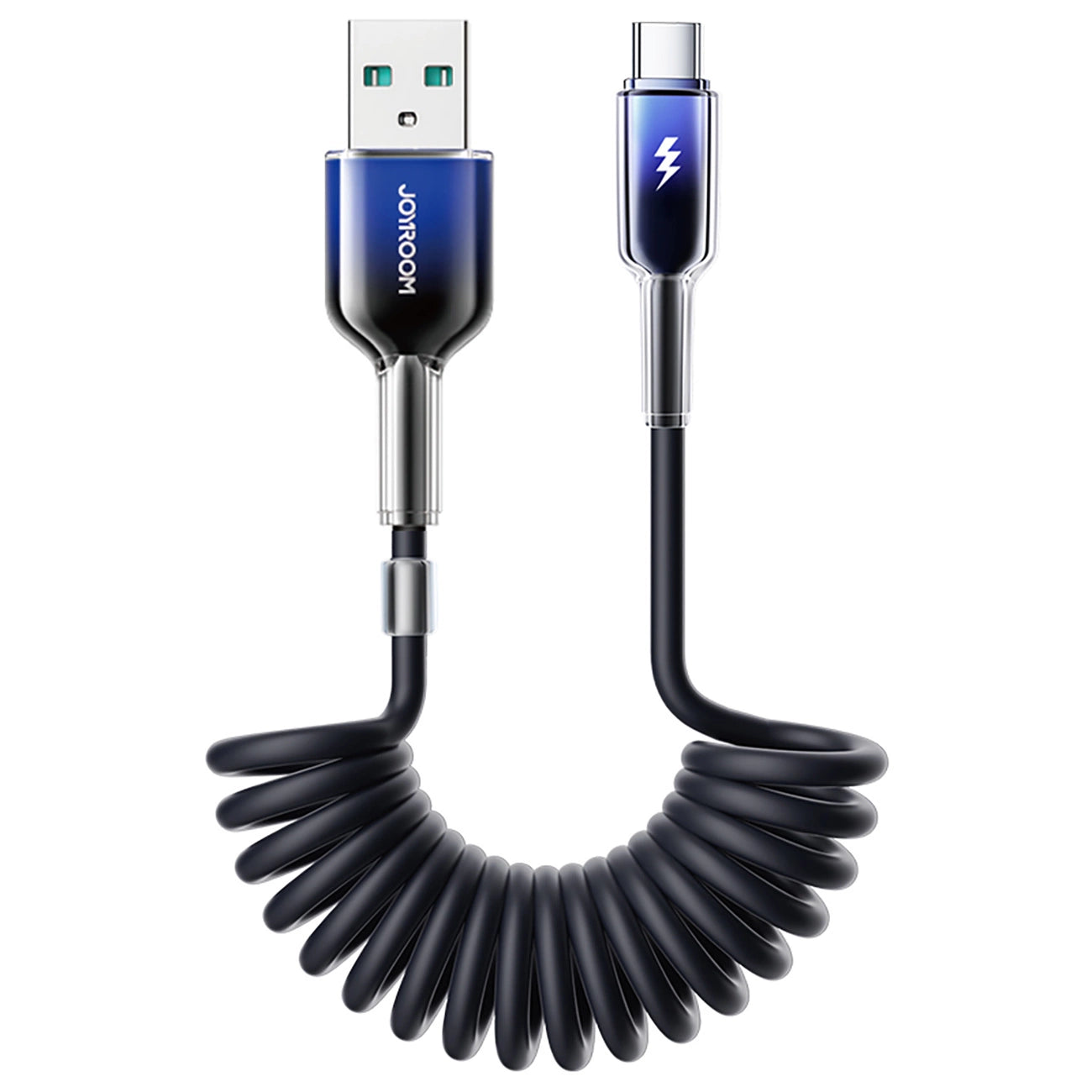 Joyroom S-A43 Crystal-Clear Series 3A USB-A - USB-C spiral cable 1.5m - black_1