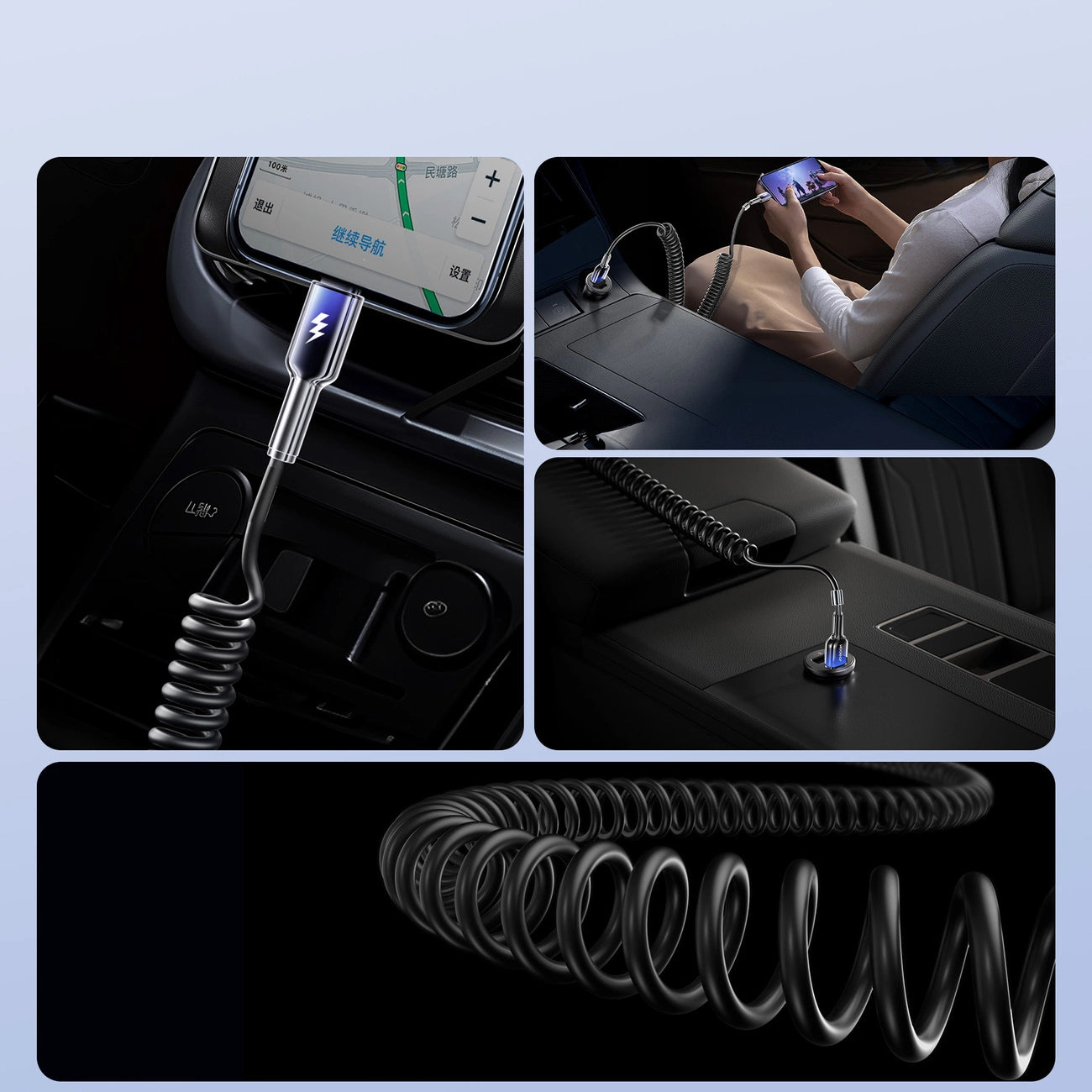 Joyroom S-A43 Crystal-Clear Series 3A USB-A - USB-C spiral cable 1.5m - black_7