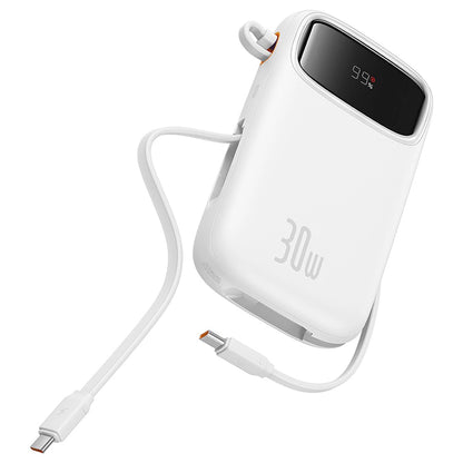 Baseus QPow 2 30W 10000mAh Power Bank with Built-in USB-C Cables - White_6