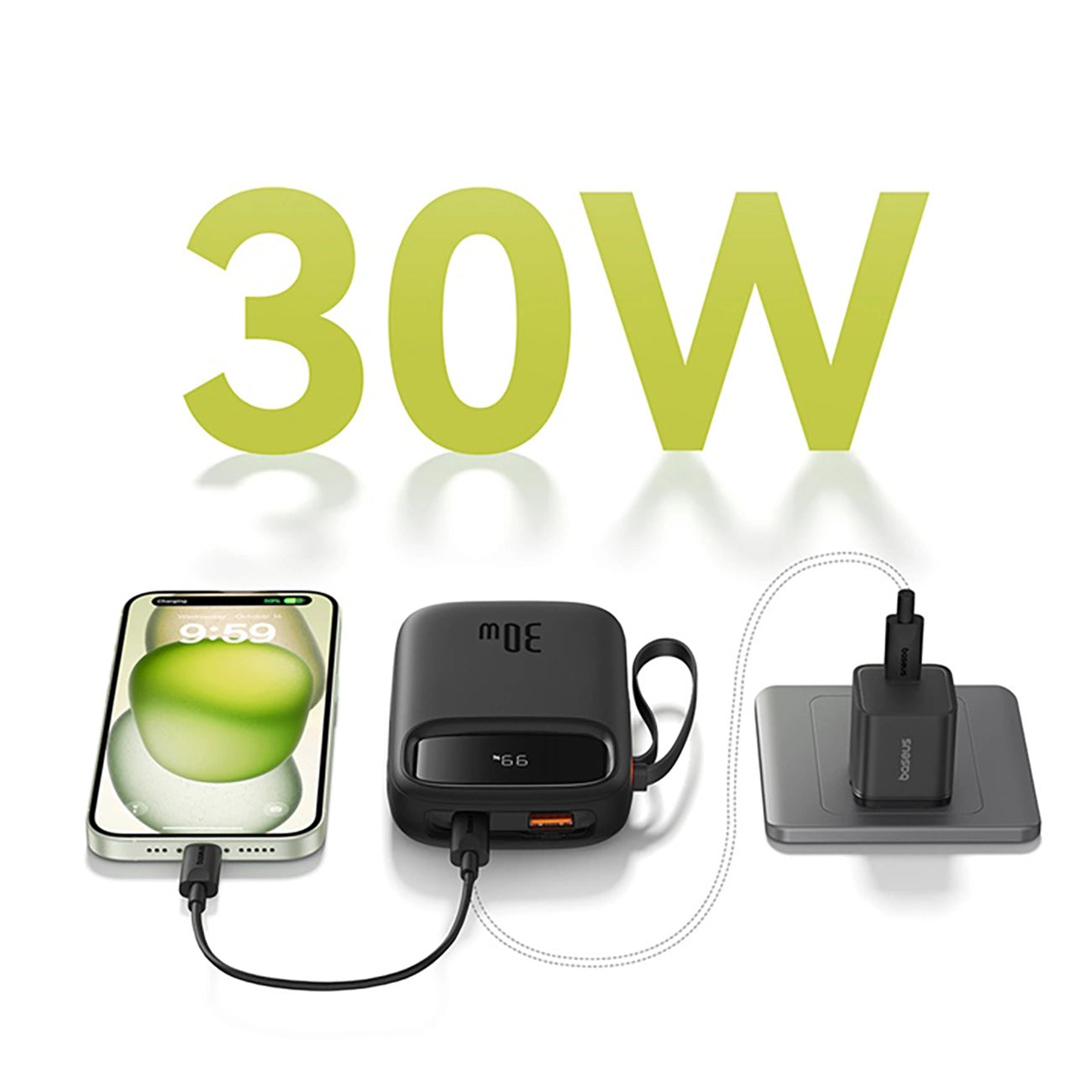 Baseus QPow 2 30W 10000mAh Power Bank with Built-in USB-C Cables - Black_19