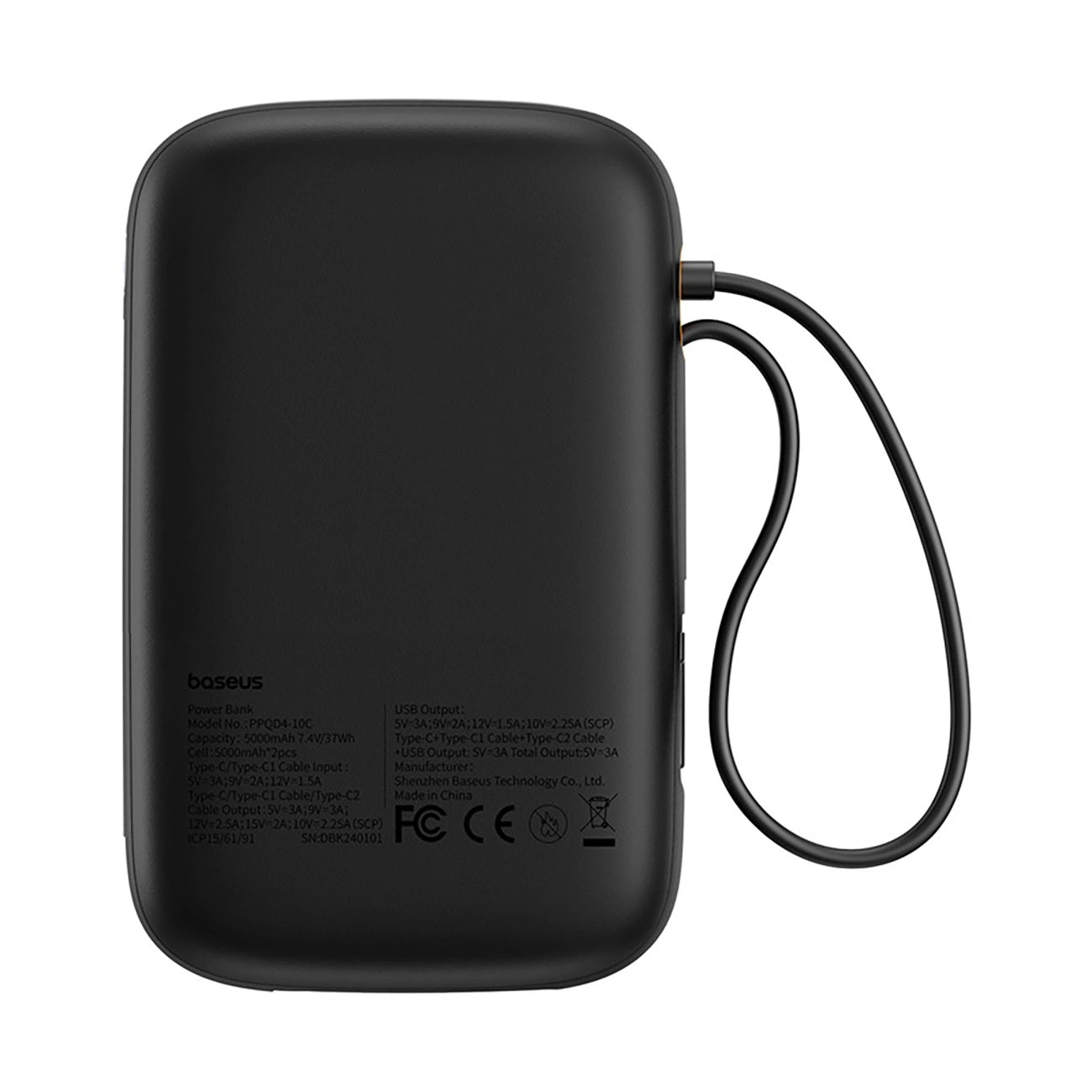 Baseus QPow 2 30W 10000mAh Power Bank with Built-in USB-C Cables - Black_2