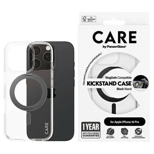 CARE by PanzerGlass Feature Kickstand Case iPhone 16 Pro 6.3" black/black MagSafe 1322_0