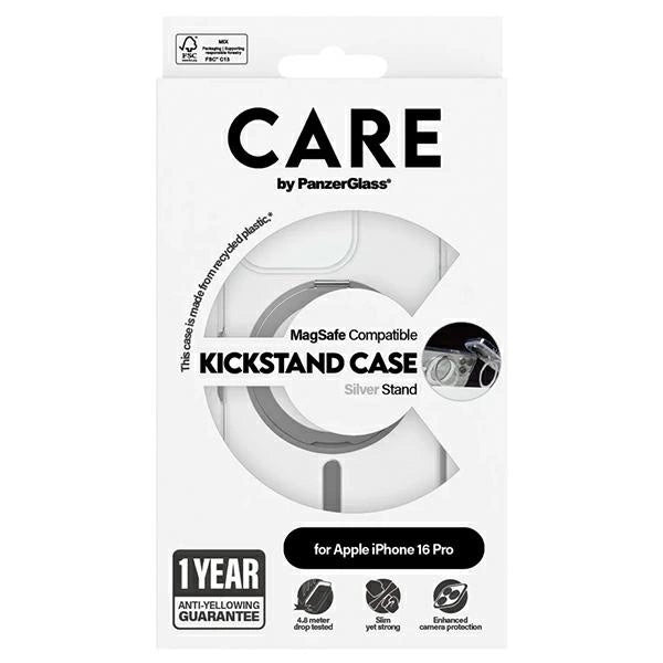 CARE by PanzerGlass Feature Kickstand Case iPhone 16 Pro 6.3" silver/silver MagSafe 1326_4