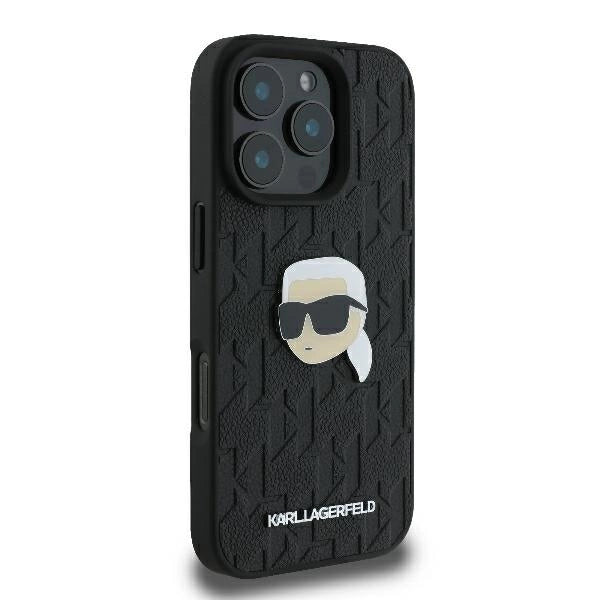 Karl Lagerfeld Monogram Karl Head Pin Case for iPhone 16 Pro 6.3&quot; Black_3