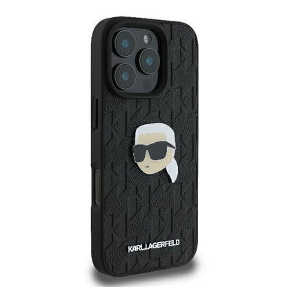 Karl Lagerfeld Monogram Karl Head Pin Case for iPhone 16 Pro 6.3&quot; Black_3