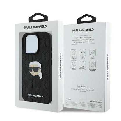 Karl Lagerfeld Monogram Karl Head Pin Case for iPhone 16 Pro 6.3&quot; Black_7