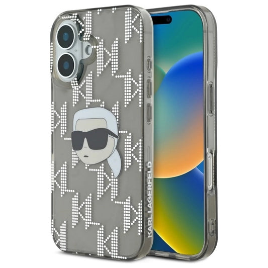 Karl Lagerfeld IML Karl Head Electroplated iPhone 16 Case - Black_0