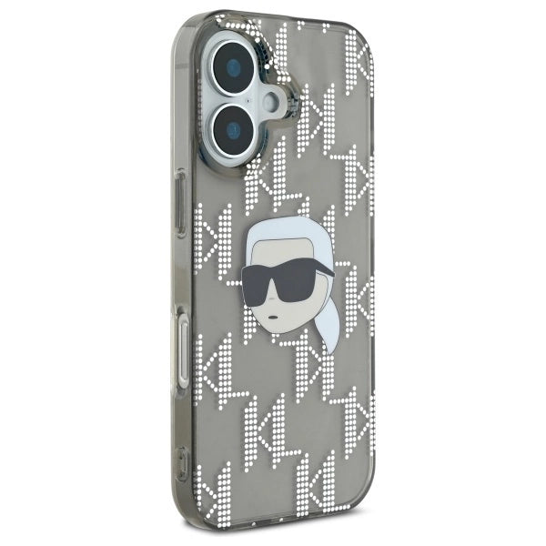 Karl Lagerfeld IML Karl Head Electroplated iPhone 16 Case - Black_3