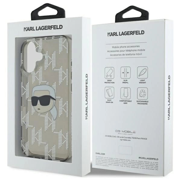Karl Lagerfeld IML Karl Head Electroplated iPhone 16 Case - Black_6