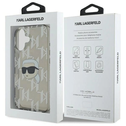 Karl Lagerfeld IML Karl Head Electroplated iPhone 16 Case - Black_6