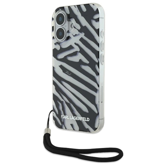 Karl Lagerfeld IML Zebra Pattern &amp; Cord iPhone 16 Case - Black_0