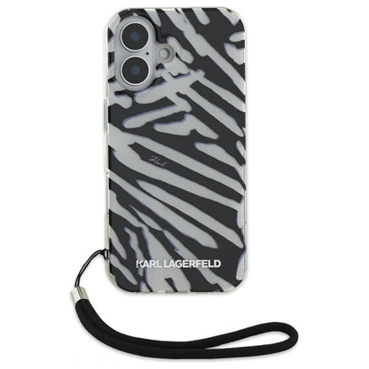 Karl Lagerfeld IML Zebra Pattern &amp; Cord iPhone 16 Case - Black_1