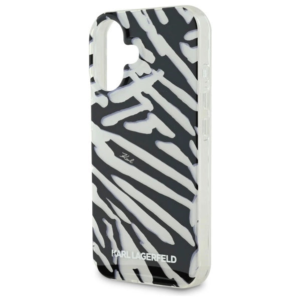 Karl Lagerfeld IML Zebra Pattern &amp; Cord iPhone 16 Case - Black_4
