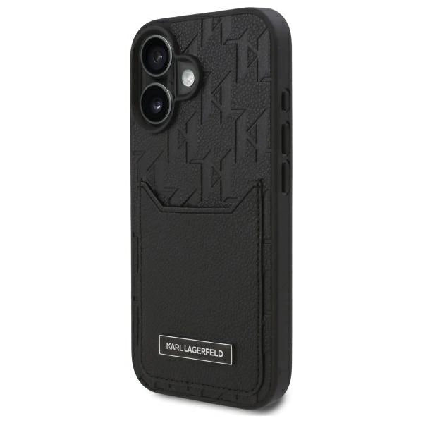 Karl Lagerfeld Cardslots Monogram iPhone 16 Case - Black_1