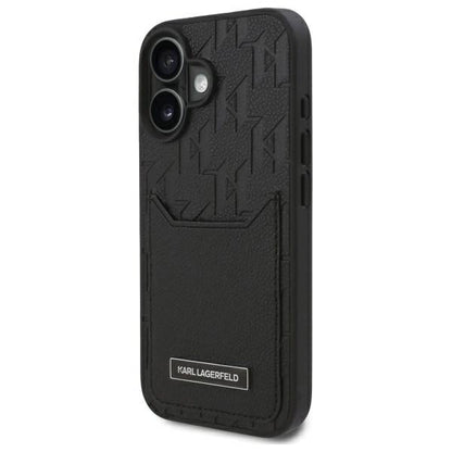 Karl Lagerfeld Cardslots Monogram iPhone 16 Case - Black_1