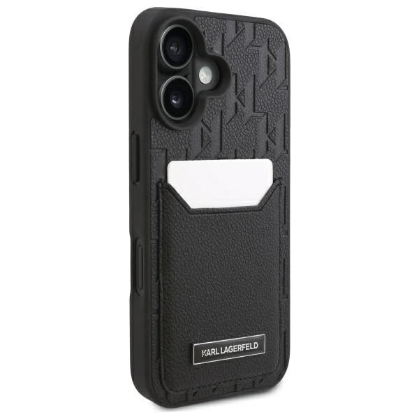 Karl Lagerfeld Cardslots Monogram iPhone 16 Case - Black_3