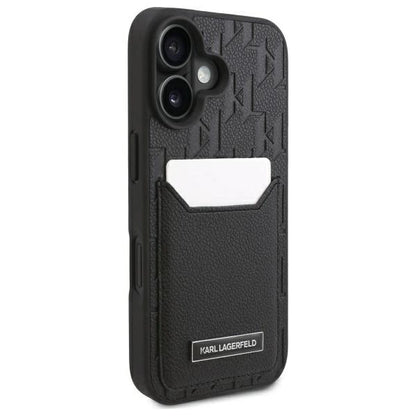 Karl Lagerfeld Cardslots Monogram iPhone 16 Case - Black_3
