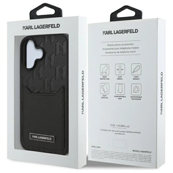 Karl Lagerfeld Cardslots Monogram iPhone 16 Case - Black_7
