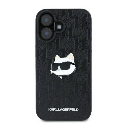 Karl Lagerfeld Monogram Choupette Head Pin iPhone 16 Case - Black_2