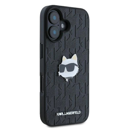 Karl Lagerfeld Monogram Choupette Head Pin iPhone 16 Case - Black_3