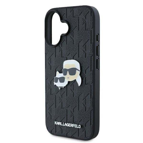 Karl Lagerfeld Monogram Karl &amp; Choupette Head Pin iPhone 16 Case - Black_5
